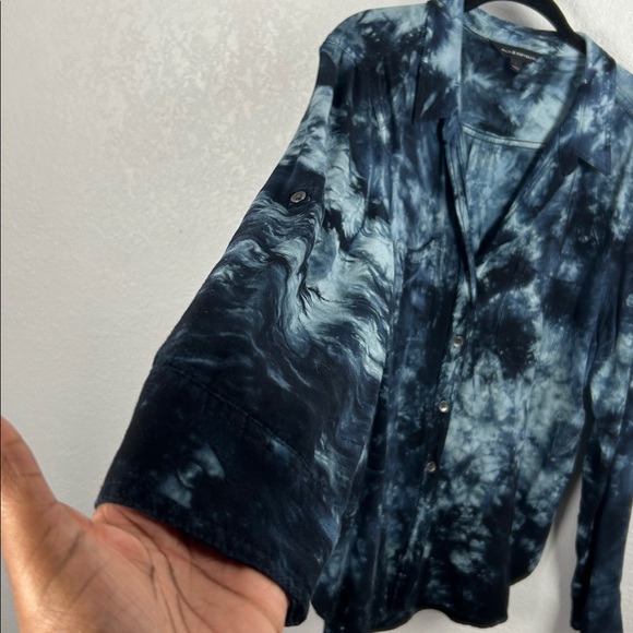 Rock & Republic Blue Tie-Dye Shirt Long Sleeve Button Down Sz L  Career Wear - Picture 6 of 10